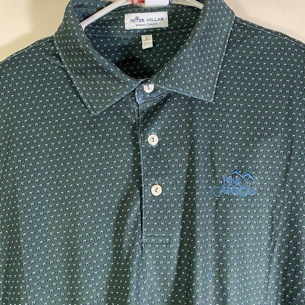 Peter Millar Golf Polo Shirt Men Large Pine Canyon Flagstaff Summer Comfort